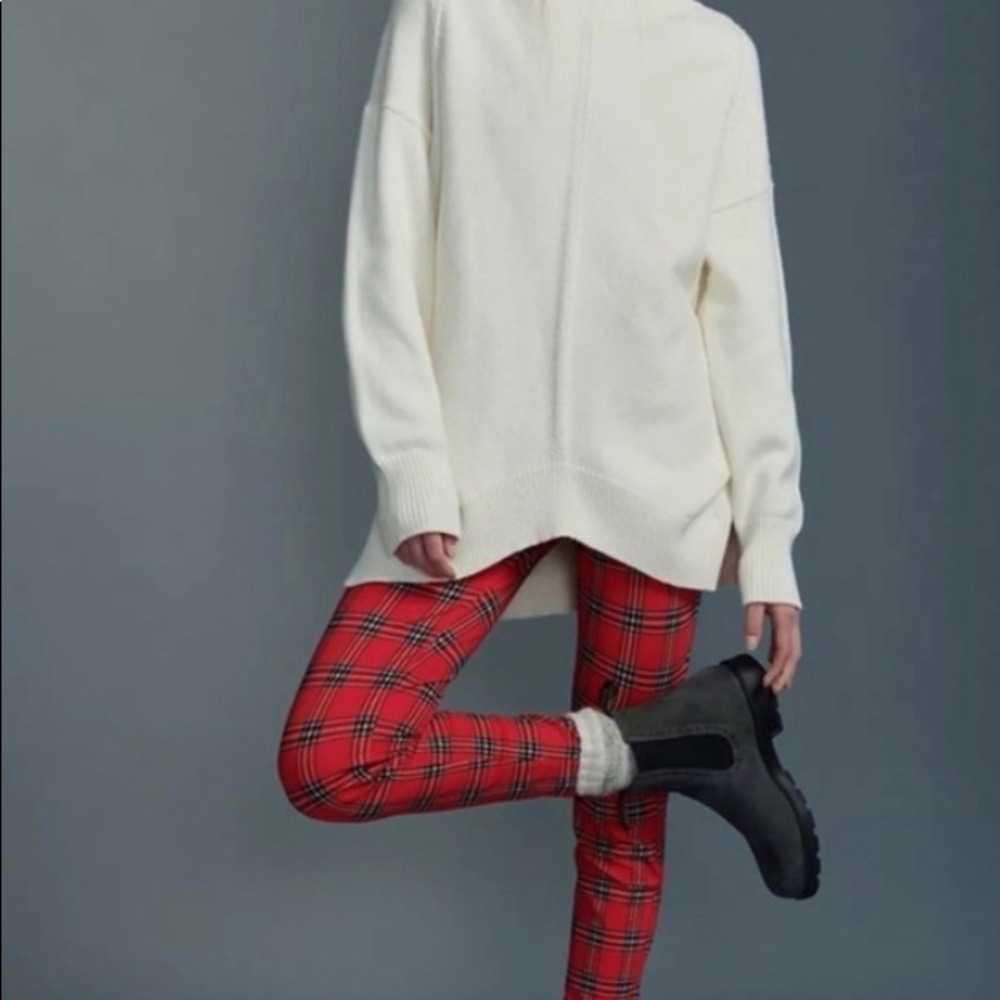 ANTHROPOLOGIE Sanctuary Plaid Leggings Red  SIZE SMALL